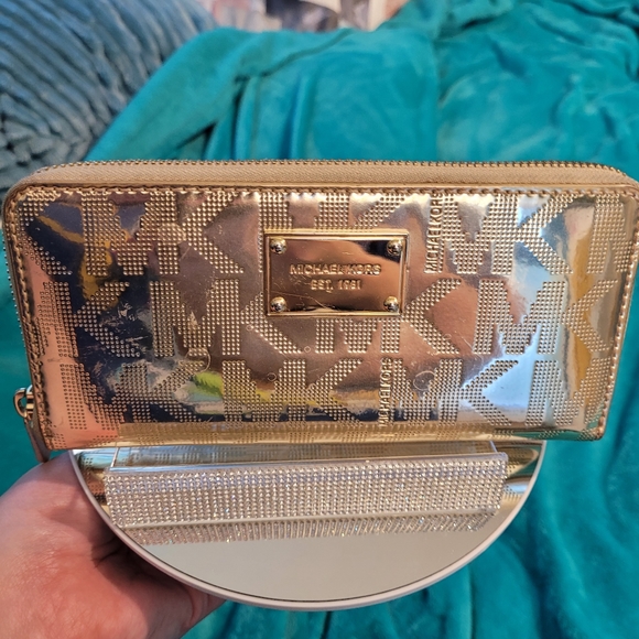 Michael Kors Handbags - Michael kors gold monogram long wallet